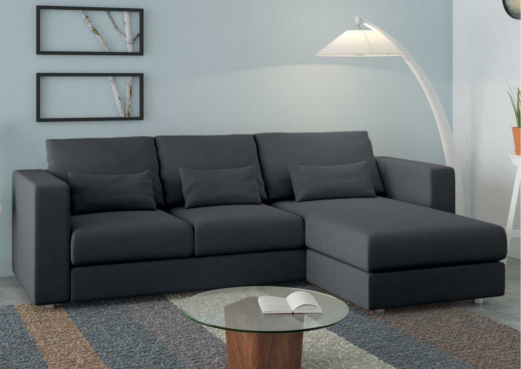 Klasyczny prawy narożnik rozkładany w kolorze czarnym